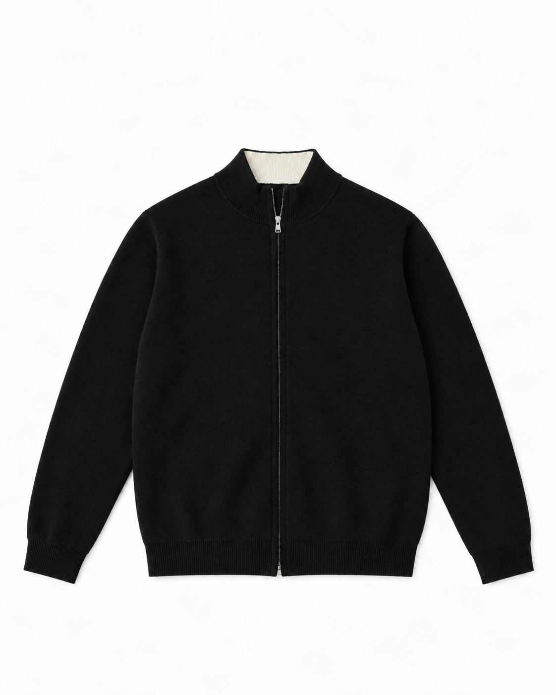 Zipper Style Sweater Cardigan Black