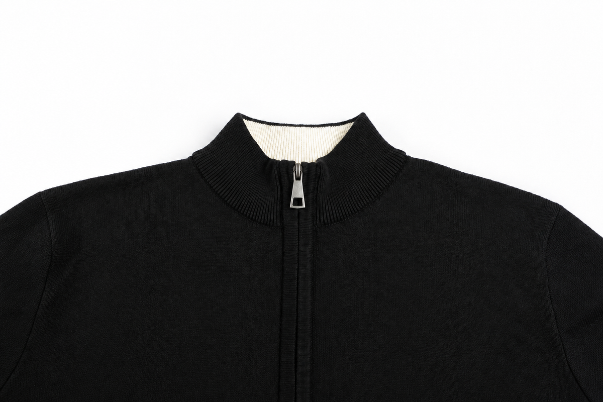 Zipper Style Sweater Cardigan Black