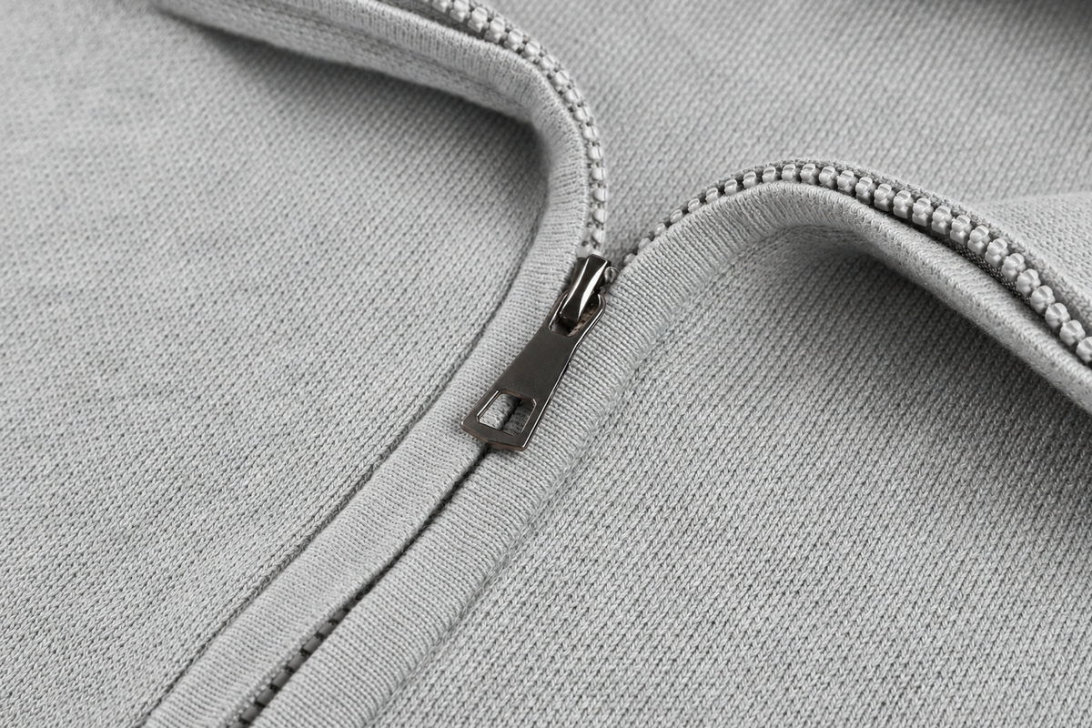 Zipper Style Sweater Cardigan Grey