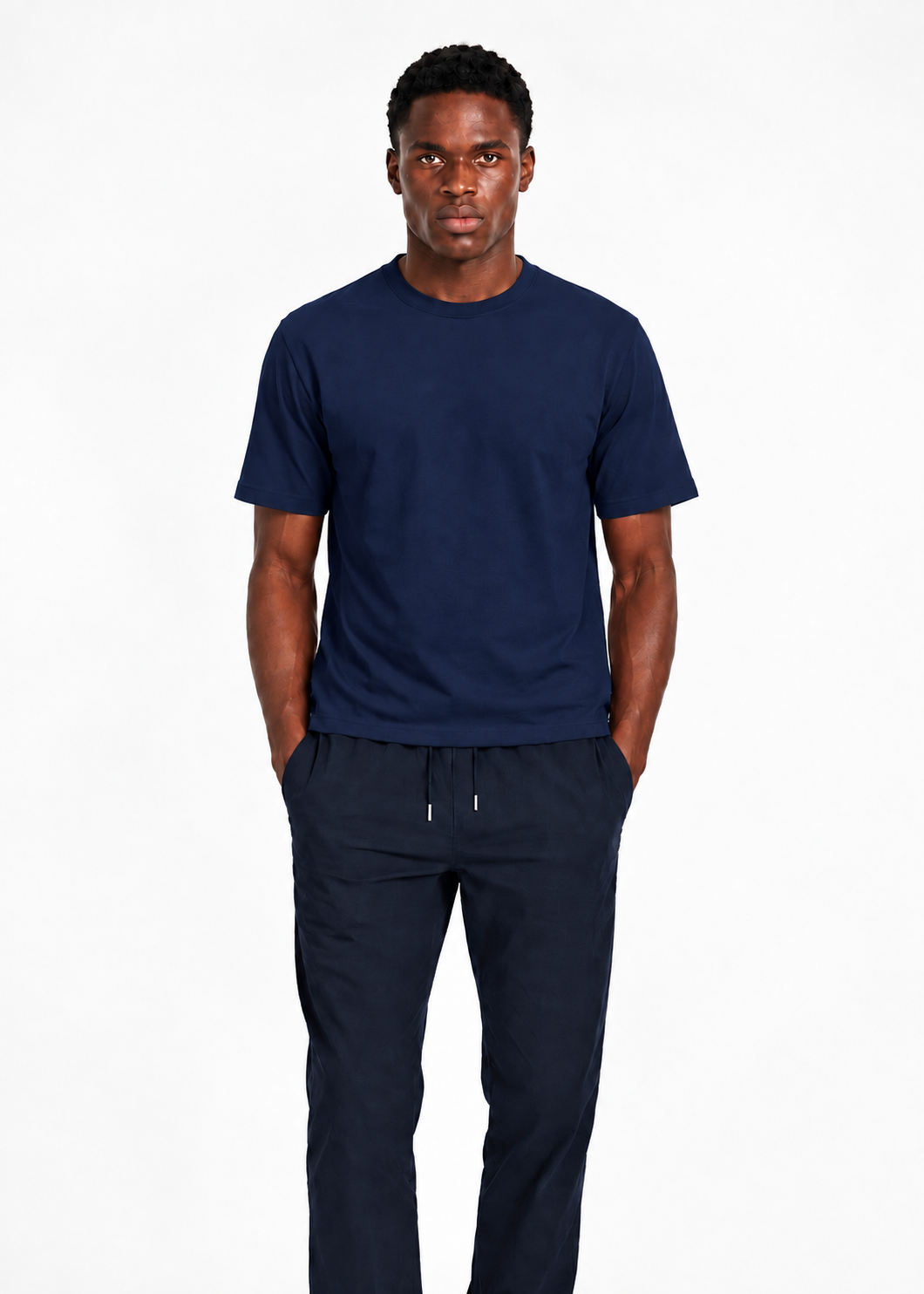 Mercerized Cotton T-Shirt Navy Blue