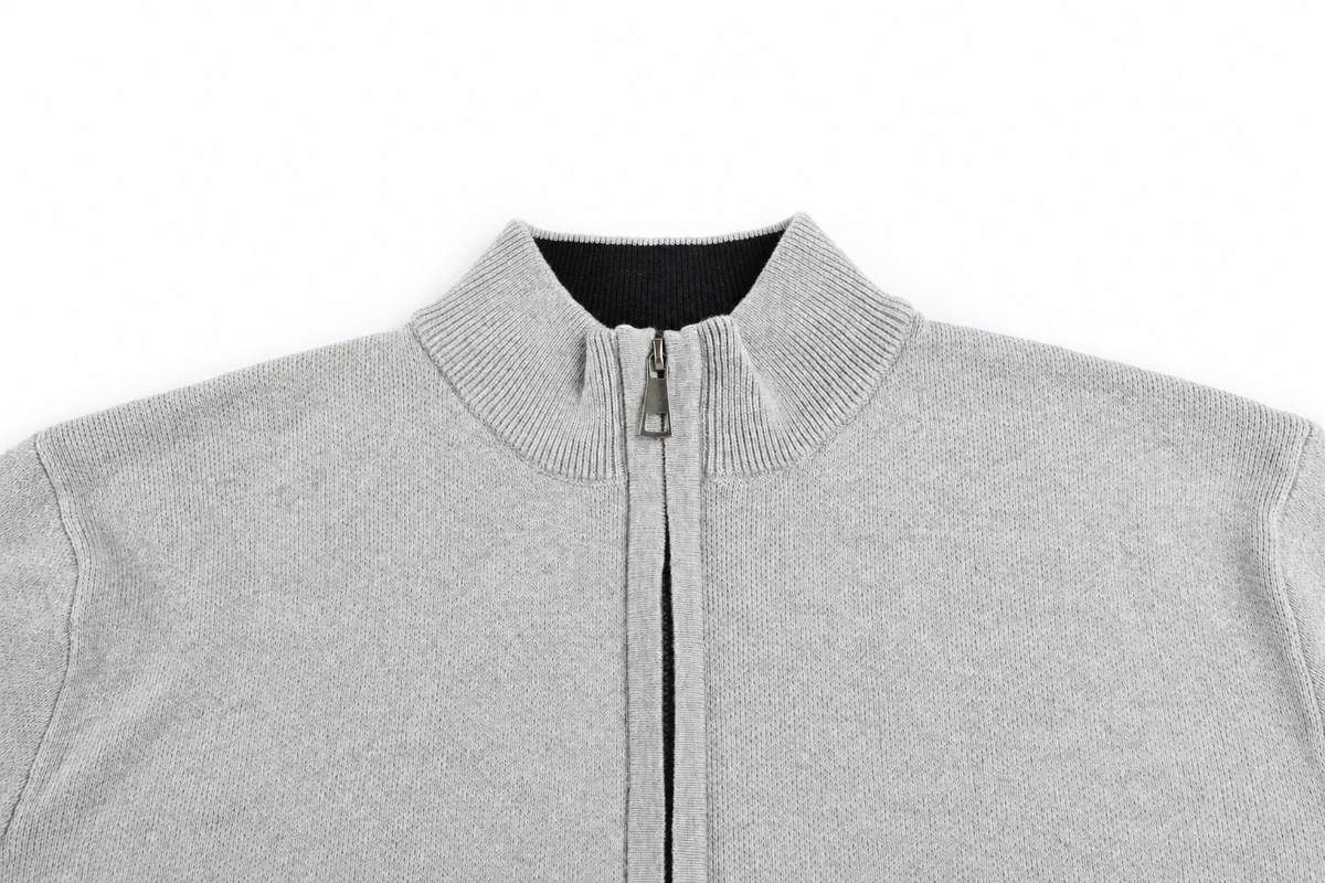 Zipper Style Sweater Cardigan Grey