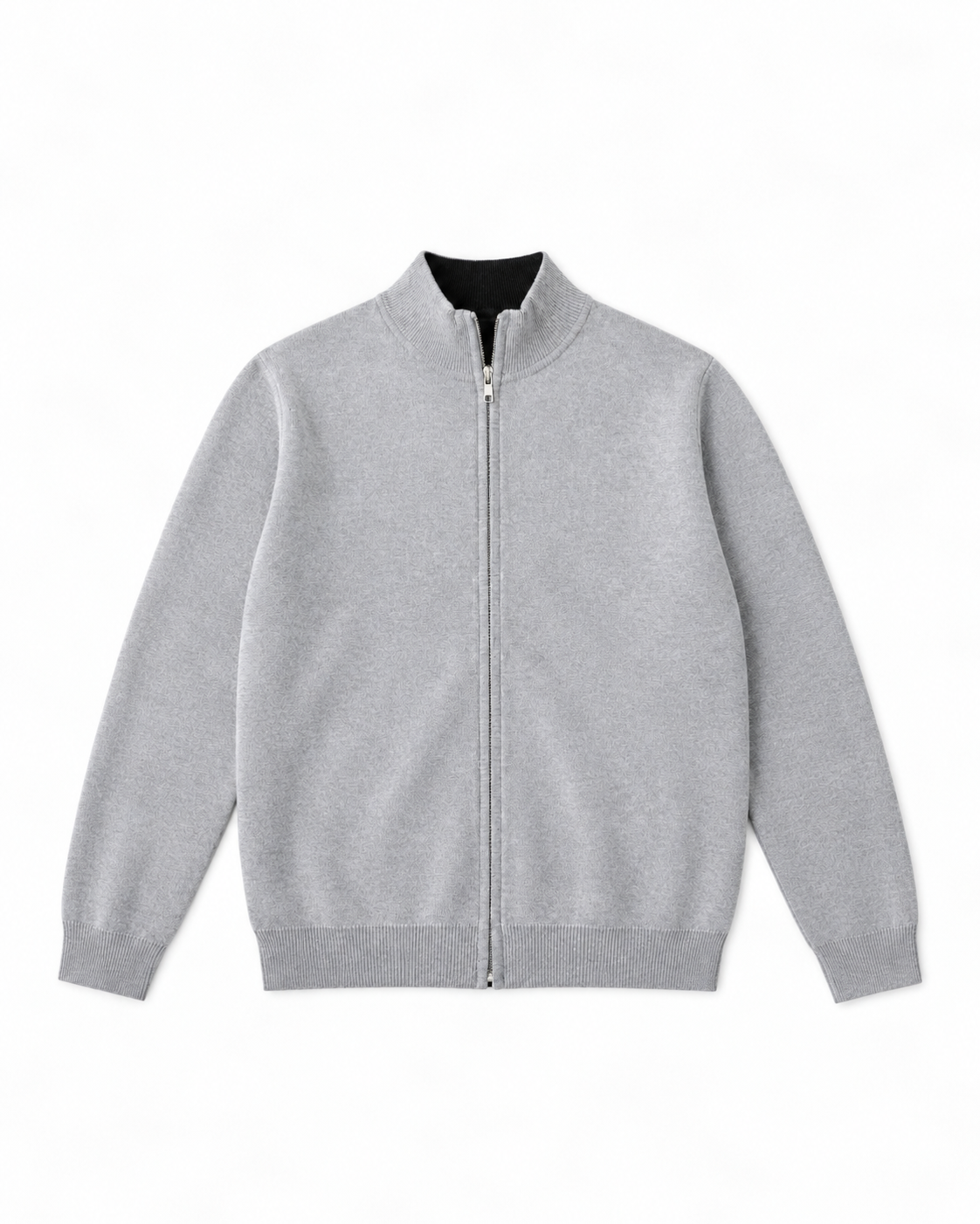 Zipper Style Sweater Cardigan Grey